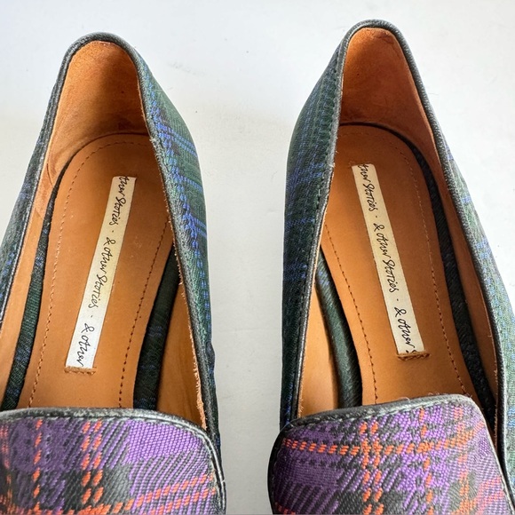 & Other Stories Plaid Loafers Equestrian Buckle Preppy Old Money Womens 6.5 - Picture 4 of 10